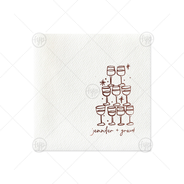Kitschy Cocktail Hour Pyramid Toast Napkin Petite Cocktail Napkin (Foil)