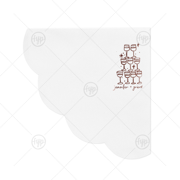 Kitschy Cocktail Hour Pyramid Toast Napkin Scalloped Luncheon Napkin (Foil)