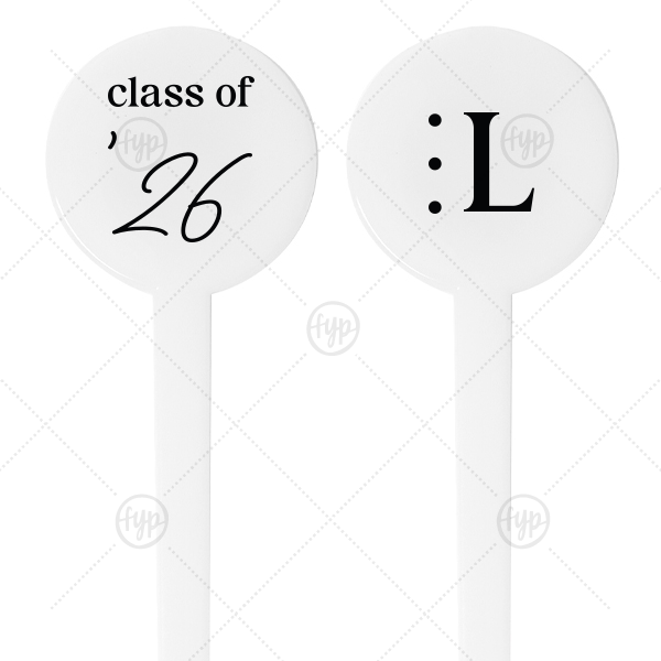 Graduation Soiree Initial Stir Stick Round Plastic Stir Sticks