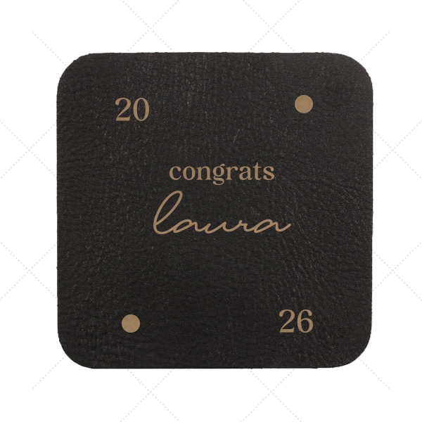 Graduation Soiree Dot Adorned Coaster Square Leather Coaster (Foil)
