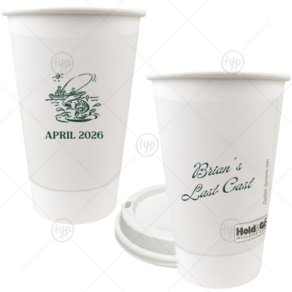 Bachelor Party Last Cast Cup 16-oz. Double Wall Paper Hot Cup (Ink)