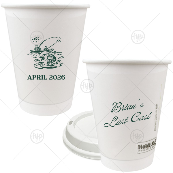 Bachelor Party Last Cast Cup 12-oz. Double Wall Paper Hot Cup (Ink)