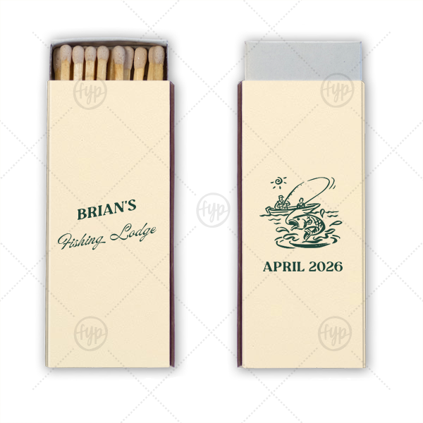 Fishing Retreat Bachelor Party Name Matchbook Candle Matchbox (Foil)