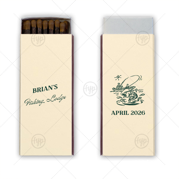 Fishing Retreat Bachelor Party Name Matchbook Cigar Matchbox (Foil)