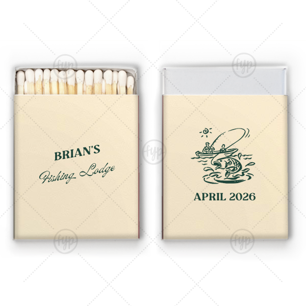 Fishing Retreat Bachelor Party Name Matchbook Square Matchbox (Foil)
