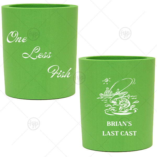 One Less Fish Bachelor Party Cooler Round Can Cooler (Ink)