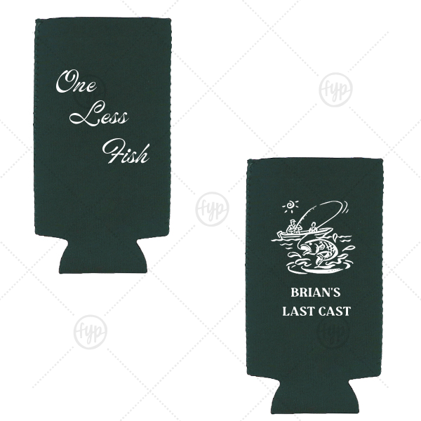 One Less Fish Bachelor Party Cooler Flat Can Cooler (Ink)