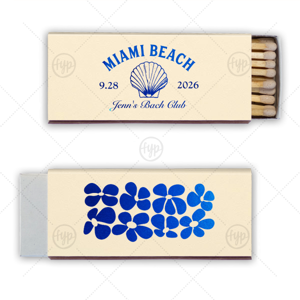 Bachelorette Beach Party Seashell Match Candle Matchbox (Foil)