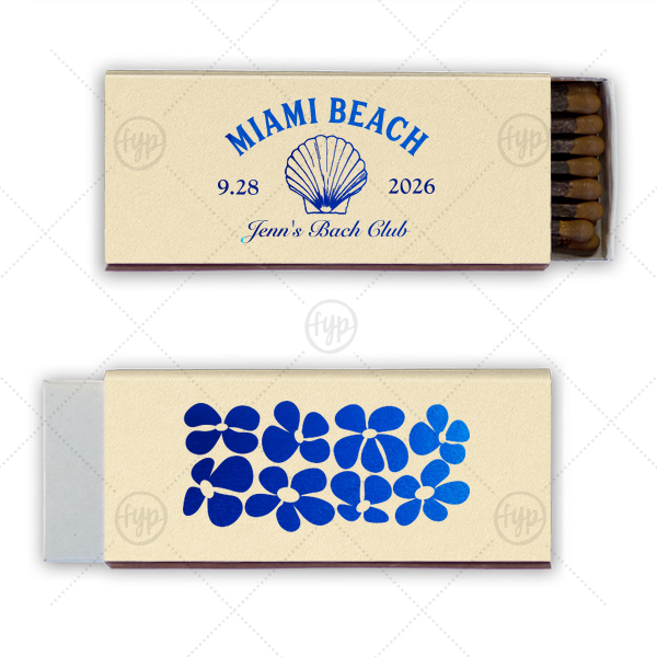 Bachelorette Beach Party Seashell Match Cigar Matchbox (Foil)