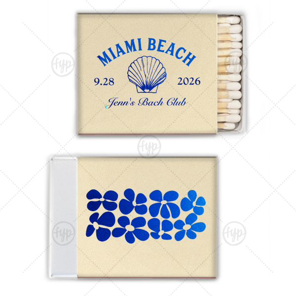 Bachelorette Beach Party Seashell Match Square Matchbox (Foil)