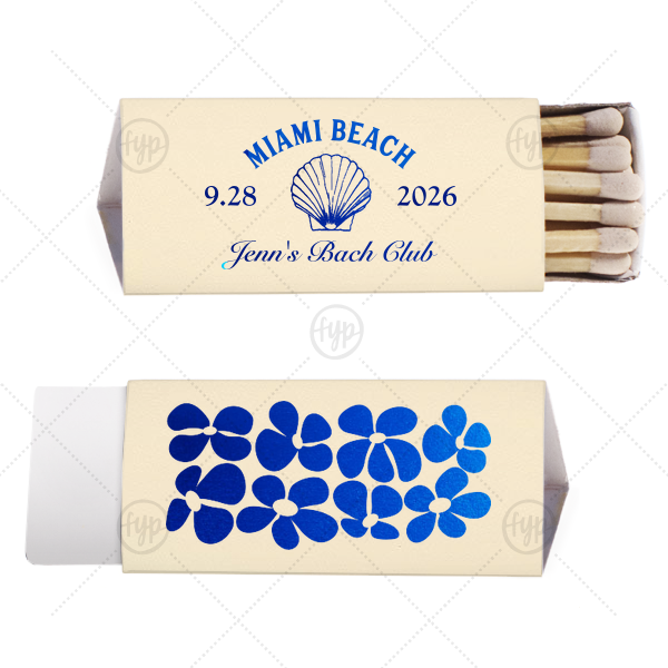 Bachelorette Beach Party Seashell Match Triangle Matchbox (Foil)