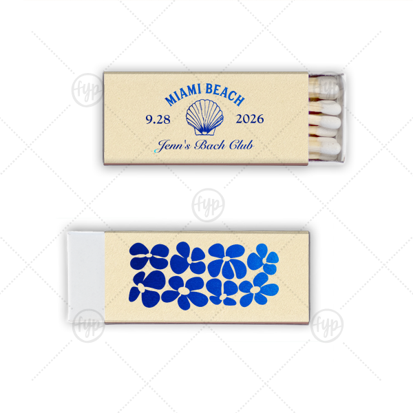 Bachelorette Beach Party Seashell Match Mini Matchbox (Foil)