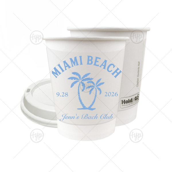 Bachelorette Beach Party Palm Breeze Cup 8-oz. Double Wall Paper Hot Cup (Ink)