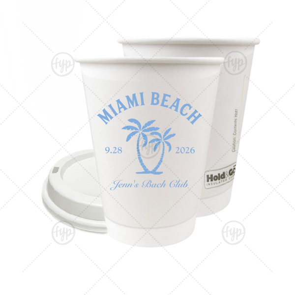 Bachelorette Beach Party Palm Breeze Cup 12-oz. Double Wall Paper Hot Cup (Ink)