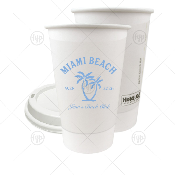 Bachelorette Beach Party Palm Breeze Cup 16-oz. Double Wall Paper Hot Cup (Ink)