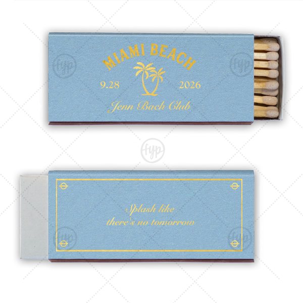 Bachelorette Beach Party Splash Matchbook Candle Matchbox (Foil)