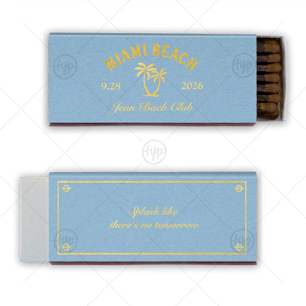 Bachelorette Beach Party Splash Matchbook Cigar Matchbox (Foil)