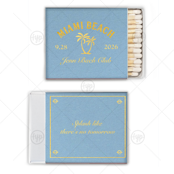 Bachelorette Beach Party Splash Matchbook Square Matchbox (Foil)
