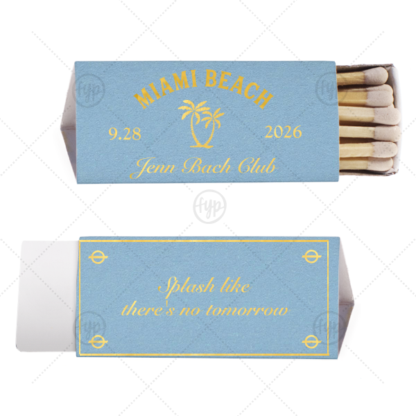 Bachelorette Beach Party Splash Matchbook Triangle Matchbox (Foil)