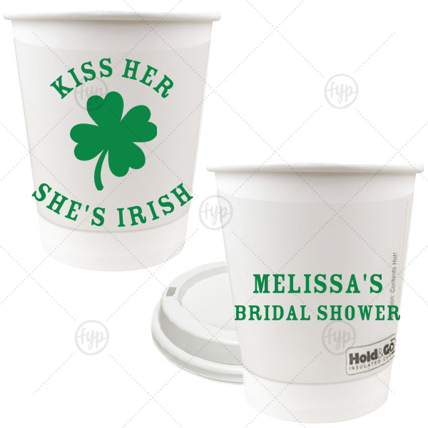 Kiss Me I'm Irish Cup 8-oz. Double Wall Paper Hot Cup (Ink)
