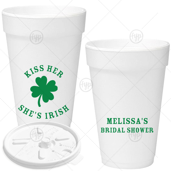 Kiss Me I'm Irish Cup 16-oz. Styrofoam Cup (Ink) 