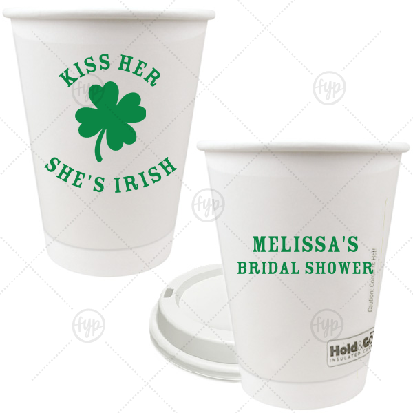 Kiss Me I'm Irish Cup 12-oz. Double Wall Paper Hot Cup (Ink)