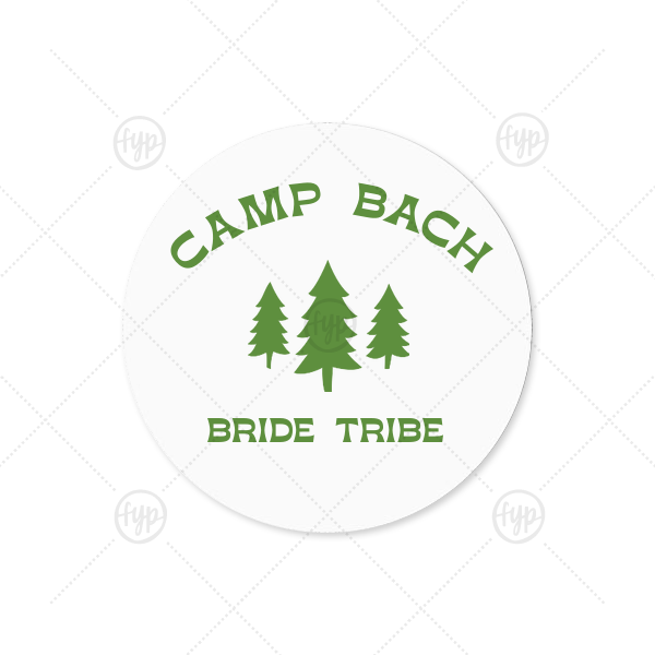 Camp Bachelorette Wilderness Label Small Round Label (Ink)