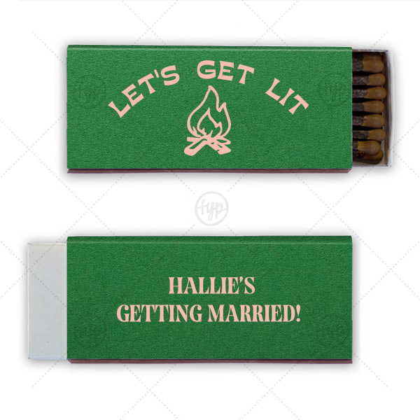 Camp Bachelorette Let's Get Lit Matchbook Cigar Matchbox (Foil)
