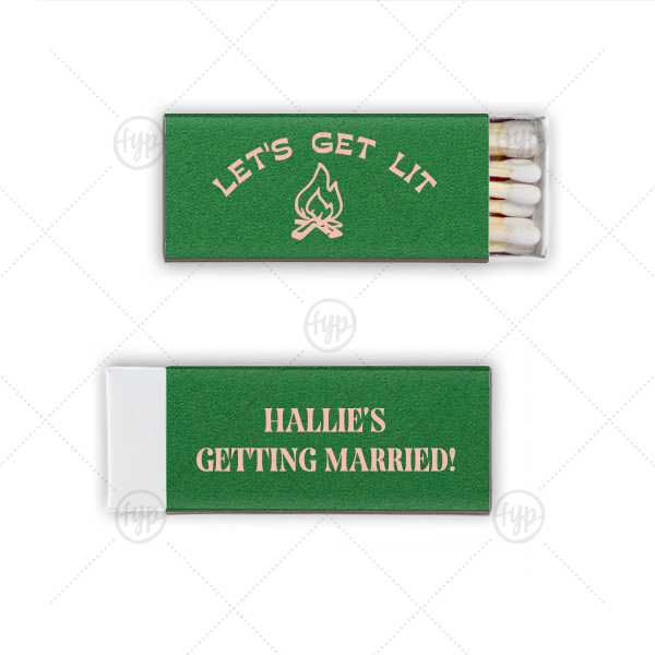 Camp Bachelorette Let's Get Lit Matchbook Mini Matchbox (Foil)