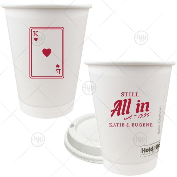 Playing Card Still All In Anniversary Cup 12-oz. Double Wall Paper Hot Cup (Ink)