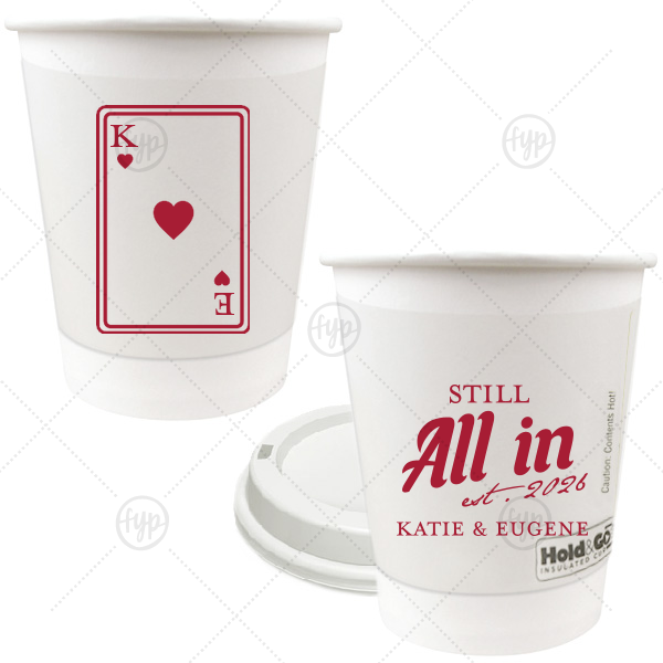Playing Card Still All In Anniversary Cup 8-oz. Double Wall Paper Hot Cup (Ink)