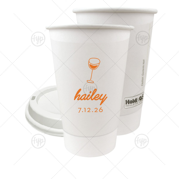 Minimal Bridal Shower Cup 16-oz. Double Wall Paper Hot Cup (Ink)