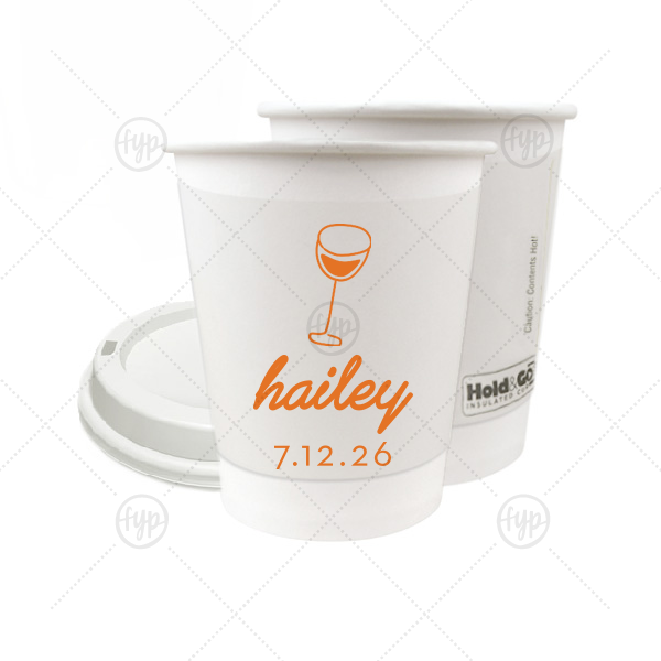 Minimal Bridal Shower Cup 8-oz. Double Wall Paper Hot Cup (Ink)