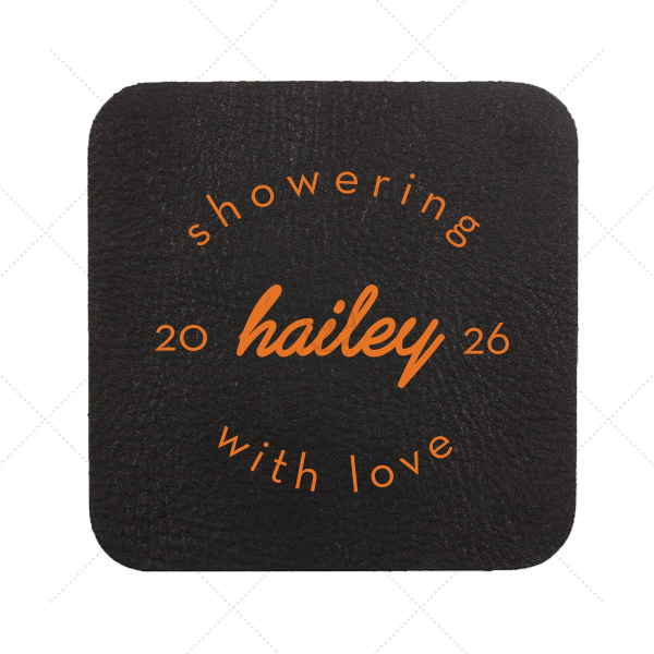 Minimal Bridal Shower Coaster Square Leather Coaster (Foil)