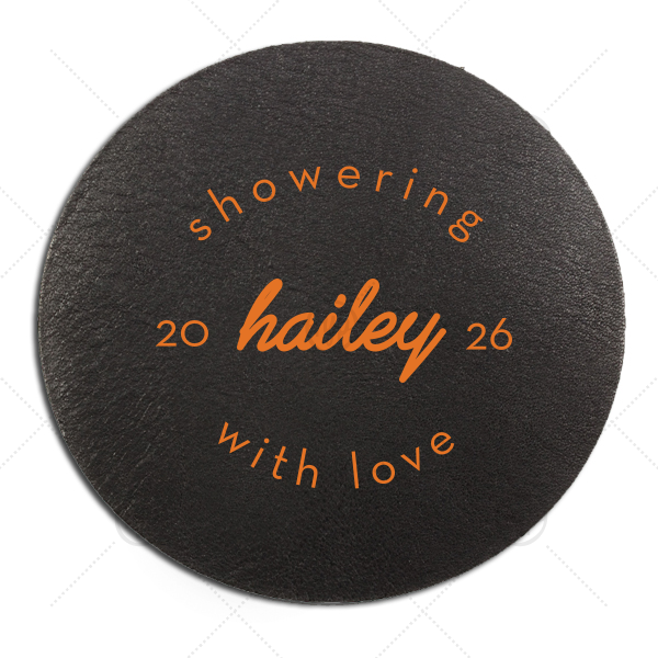 Minimal Bridal Shower Coaster Round Leather Coaster (Foil)