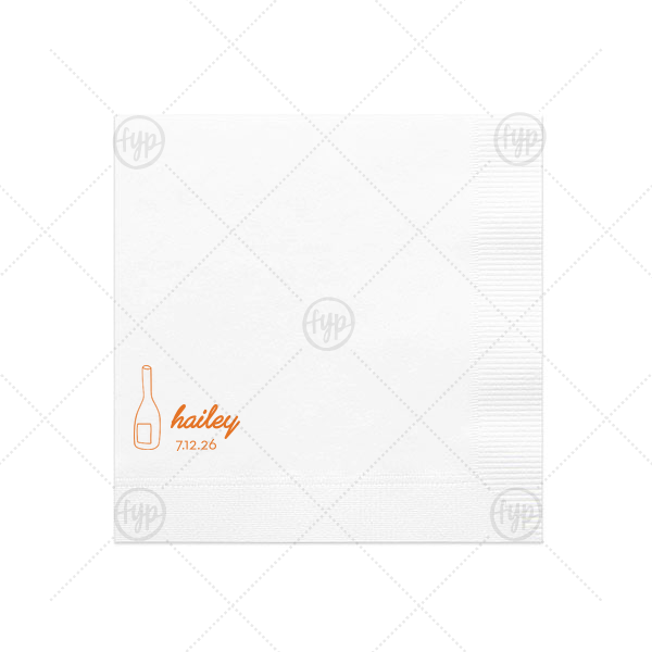 Minimal Bridal Shower Wine Bottle Napkin Dinner Napkin (Foil)