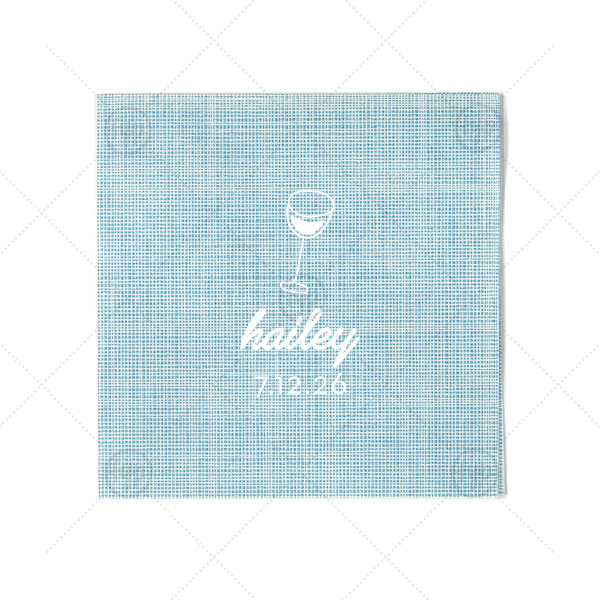 Minimal Bridal Shower Wine Glass Napkin Cocktail Napkin (Foil)