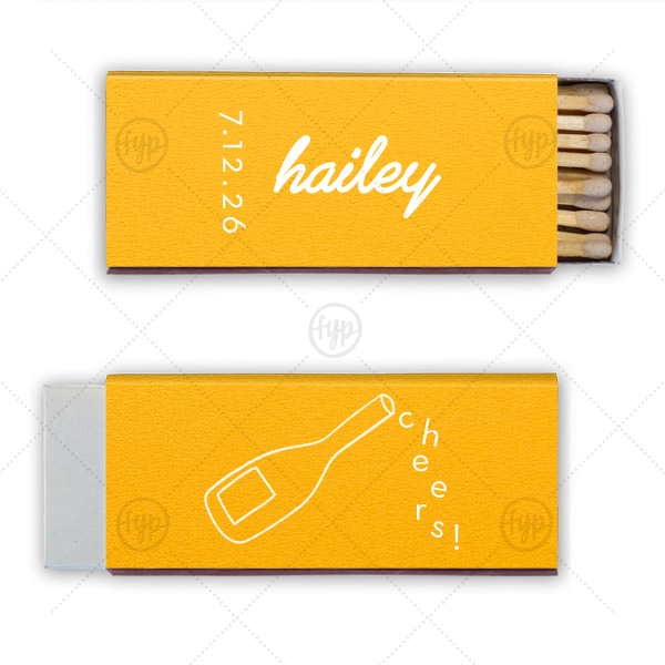 Minimal Bridal Shower Cheers Matchbook Candle Matchbox (Foil)