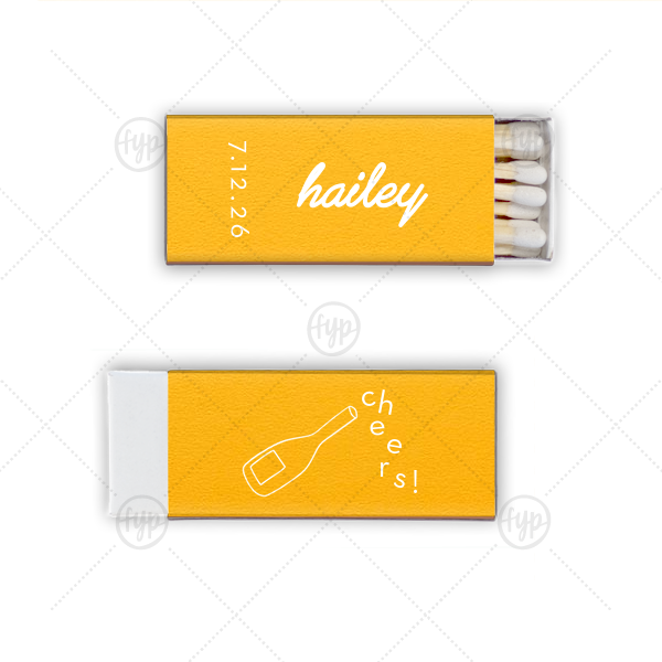 Minimal Bridal Shower Cheers Matchbook Mini Matchbox (Foil)