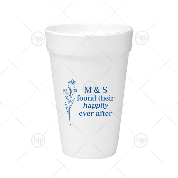 Happily Ever After Floral Cup 16-oz. Styrofoam Cup (Ink) 