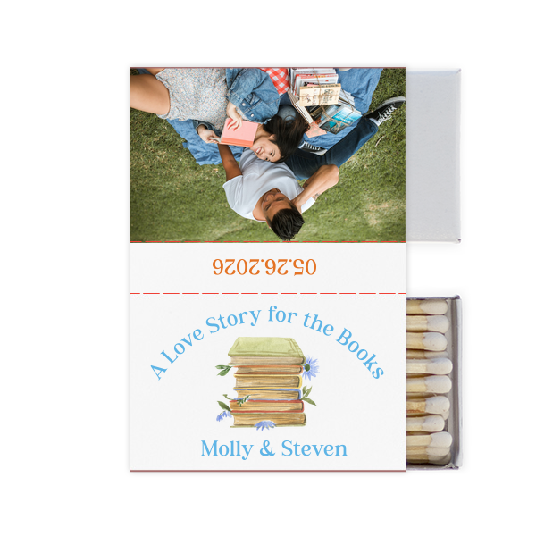 Love Story Book Stack Matches Classic Matchbox (Photo)