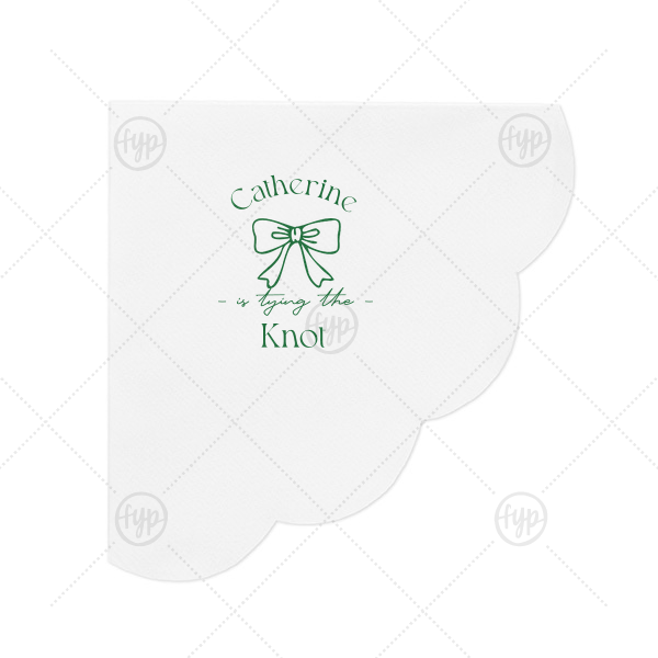 Romantic Bow Bridal Shower Napkin Scalloped Luncheon Napkin (Foil)