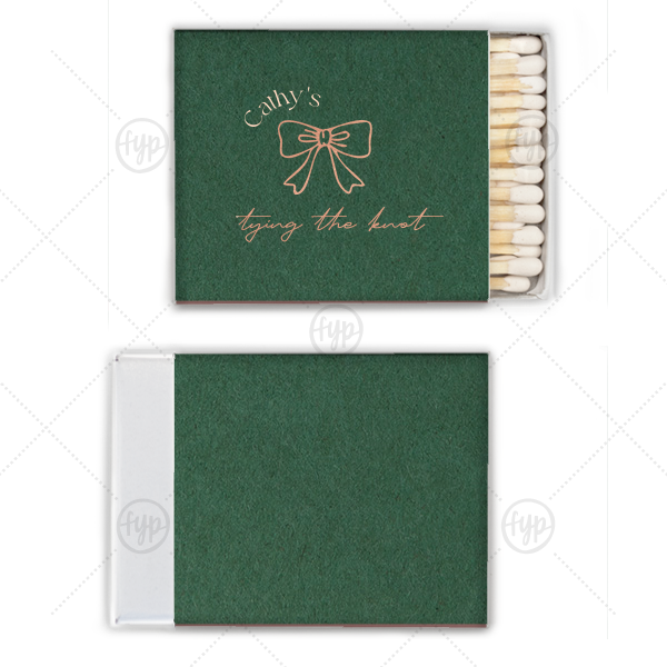 Bow Tying the Knot Bridal Matchbook Square Matchbox (Foil)