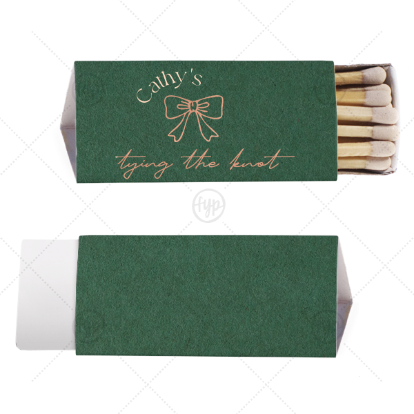 Bow Tying the Knot Bridal Matchbook Triangle Matchbox (Foil)