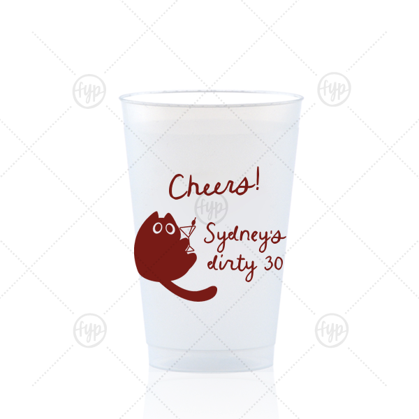 Birthday Cheers Cat Martini Cup 14-oz. Frosted Cup (Ink)