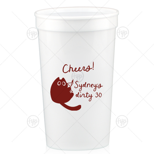 Birthday Cheers Cat Martini Cup 32-oz. Stadium Cup (Ink)