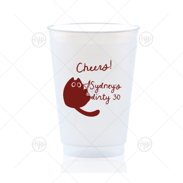 Birthday Cheers Cat Martini Cup 20-oz. Frosted Cup (Ink)