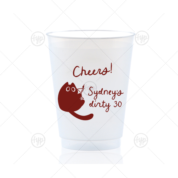 Birthday Cheers Cat Martini Cup 16-oz. Frosted Cup (Ink)