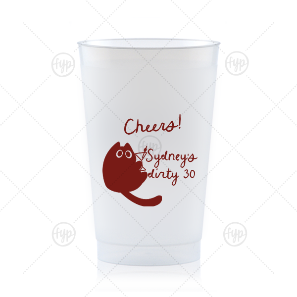 Birthday Cheers Cat Martini Cup 24-oz. Frosted Cup (Ink)