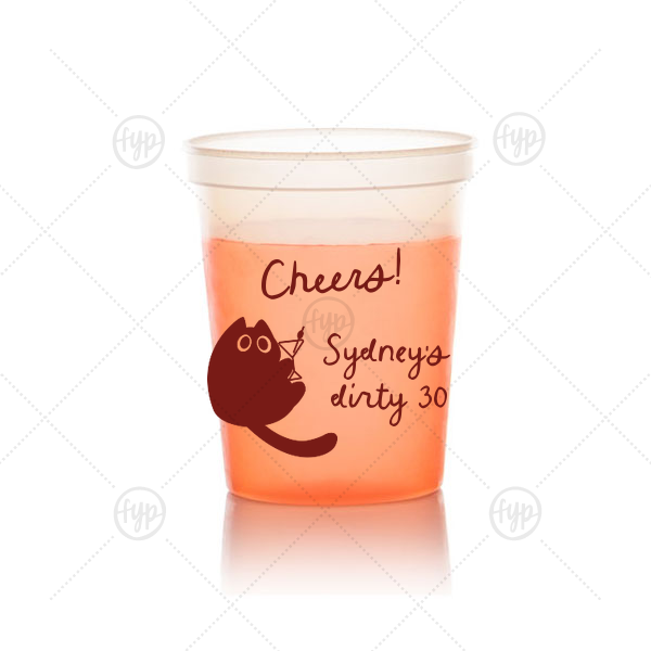 Birthday Cheers Cat Martini Cup 16-oz. Color Changing Cup (Ink) 
